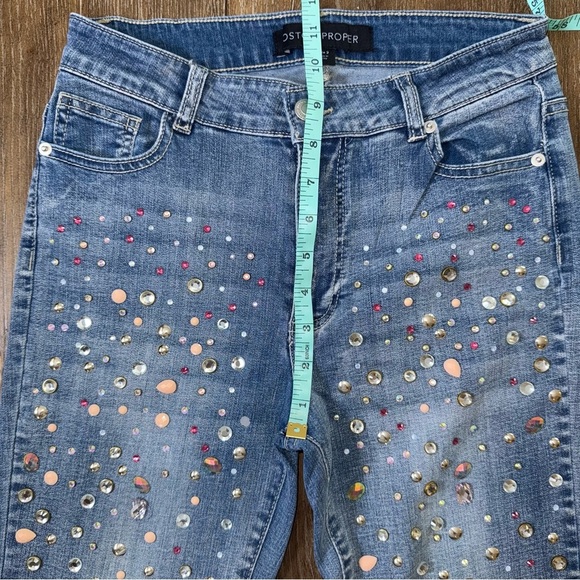 Boston Proper Scattered Embellishment Slim Straight Leg Jean NWOT Sz 2 - Picture 8 of 16